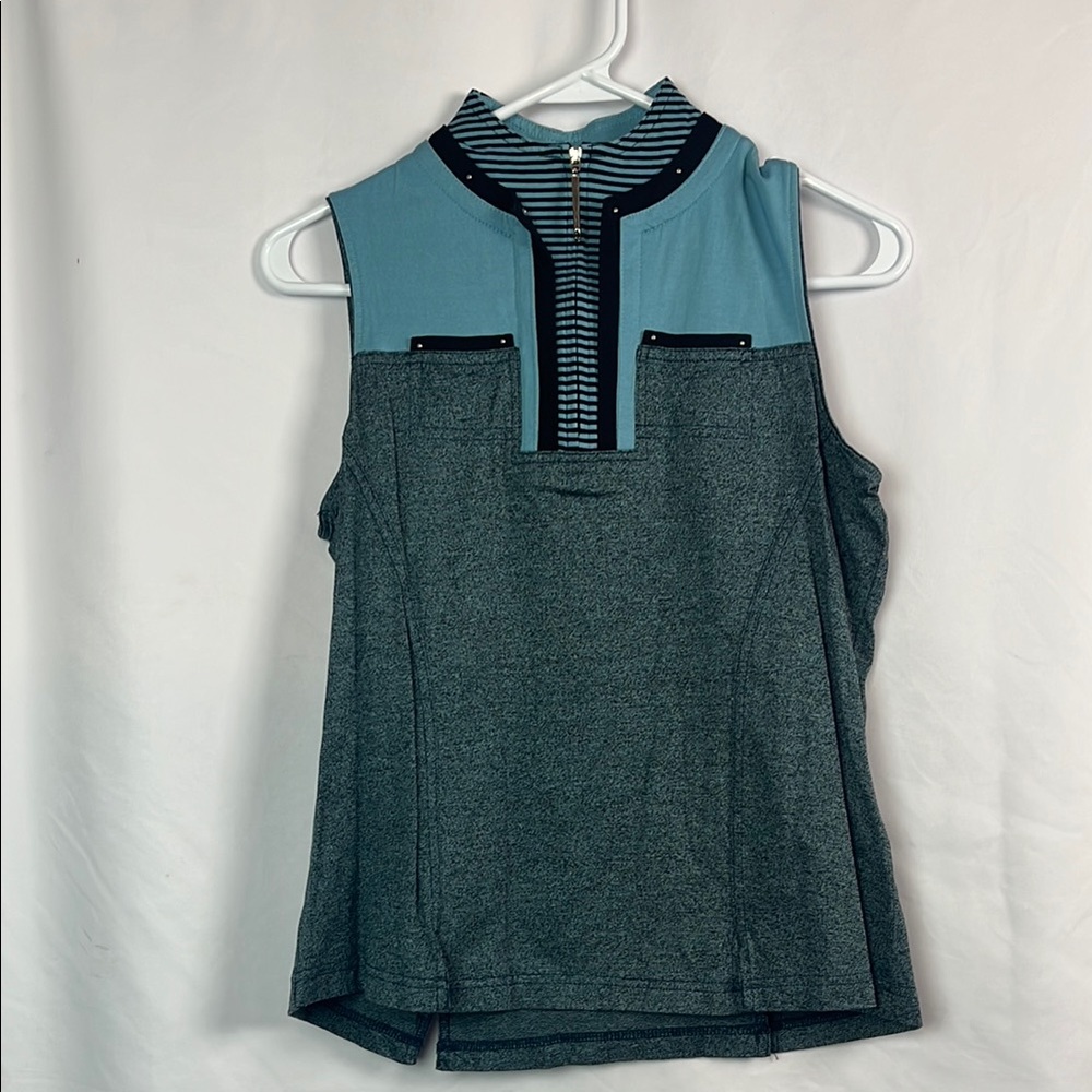 Jamie Sadock Gray Asymmetrical Tank Top with Mandarin Collar